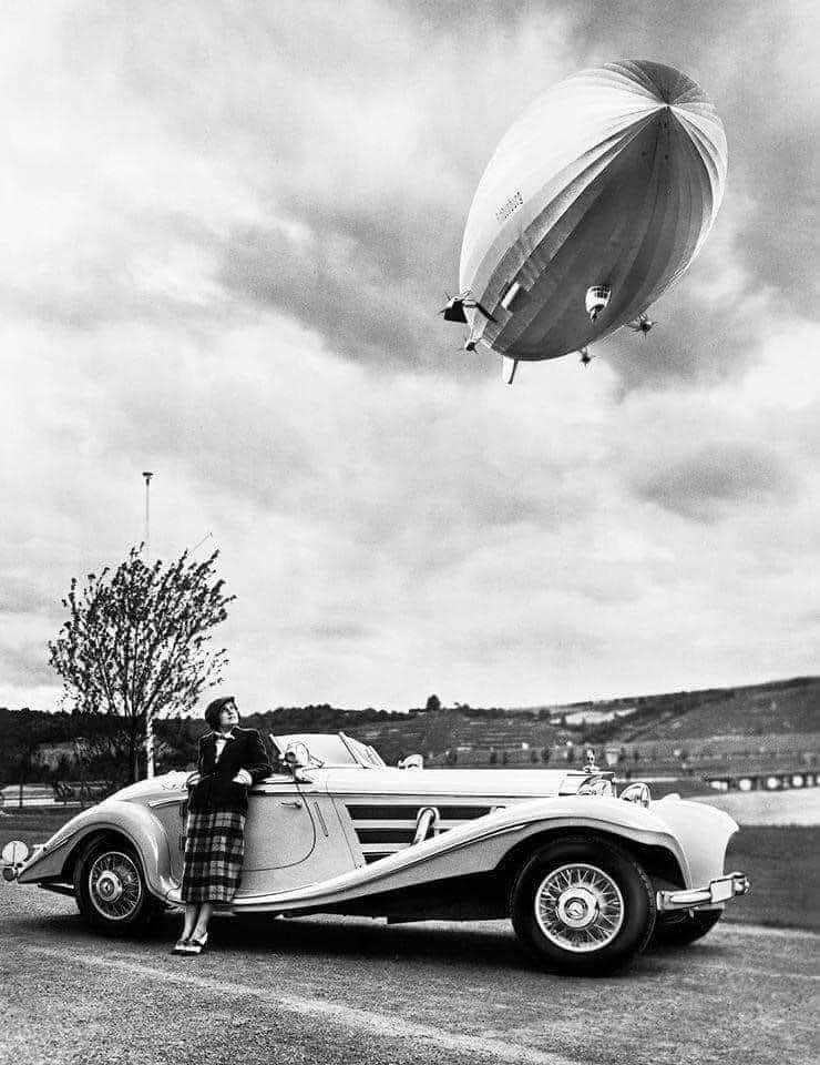 Baroness with Mercedes and Airship